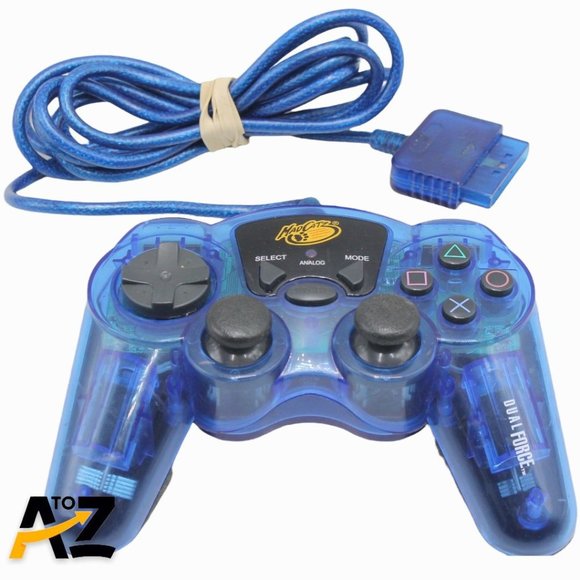 MadCatz Clear Blue Dual Force PS2 Playstation 2 PS1 Wired Controller - Picture 1 of 10